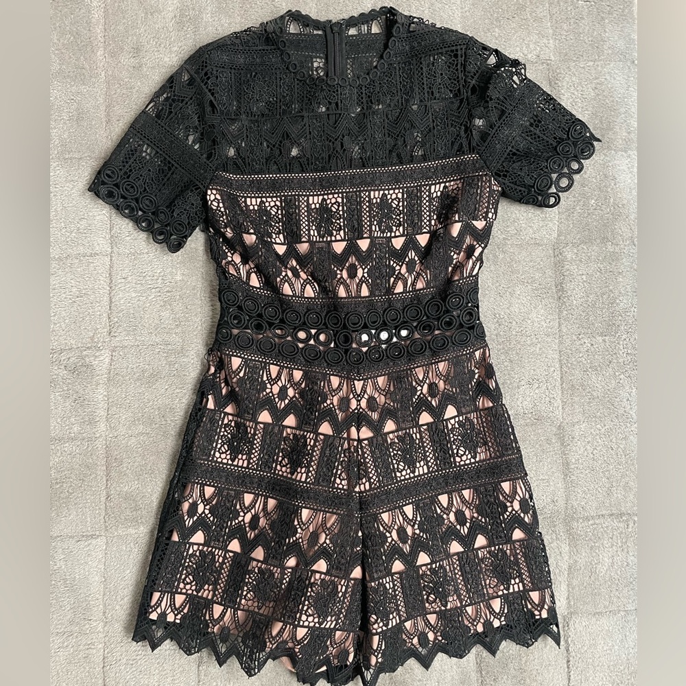 Alexis black lace romper